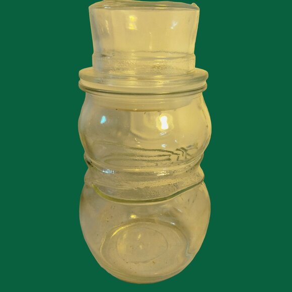 Vintage Clear Glass Snowman Cookie Jar Candy Container Lid - Picture 3 of 5